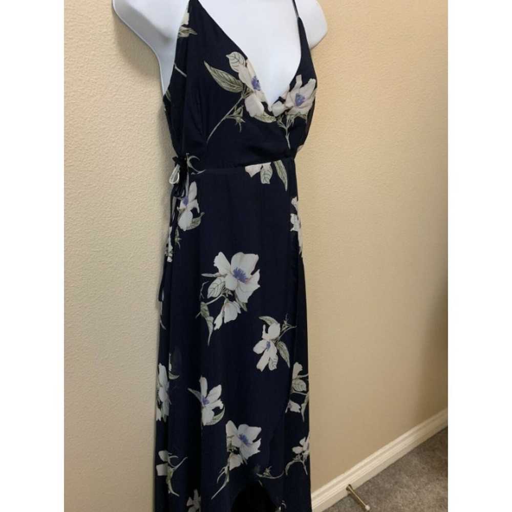 Lulus floral wrap Navy maxi dress Medium Strappy … - image 4