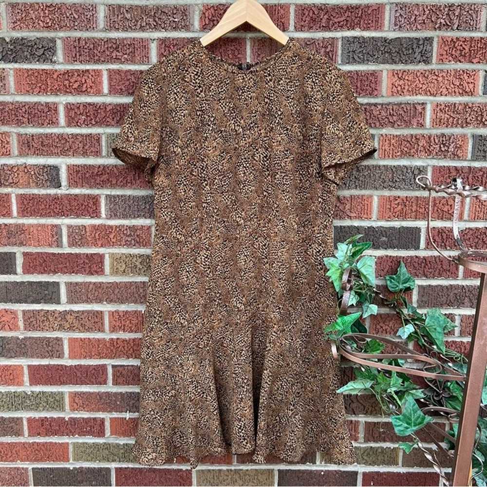 Liz Claiborne Dresses Brown and Tan Patterned Lay… - image 1
