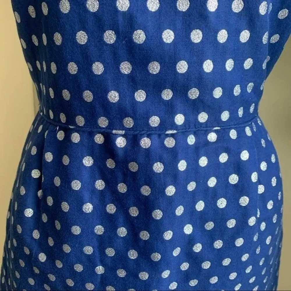 J. Crew Factory Shimmer Polka Dot Shift Dress Blu… - image 4