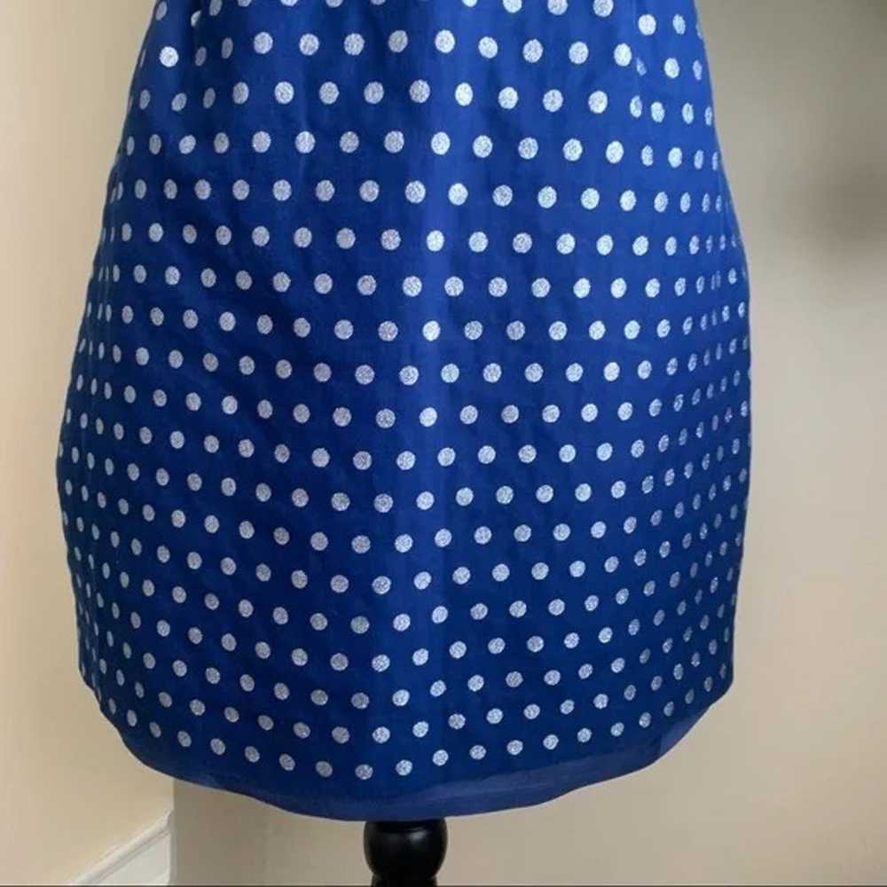 J. Crew Factory Shimmer Polka Dot Shift Dress Blu… - image 5