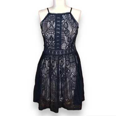 Anthropologie Francesca Bird Cage Black Lace Dress