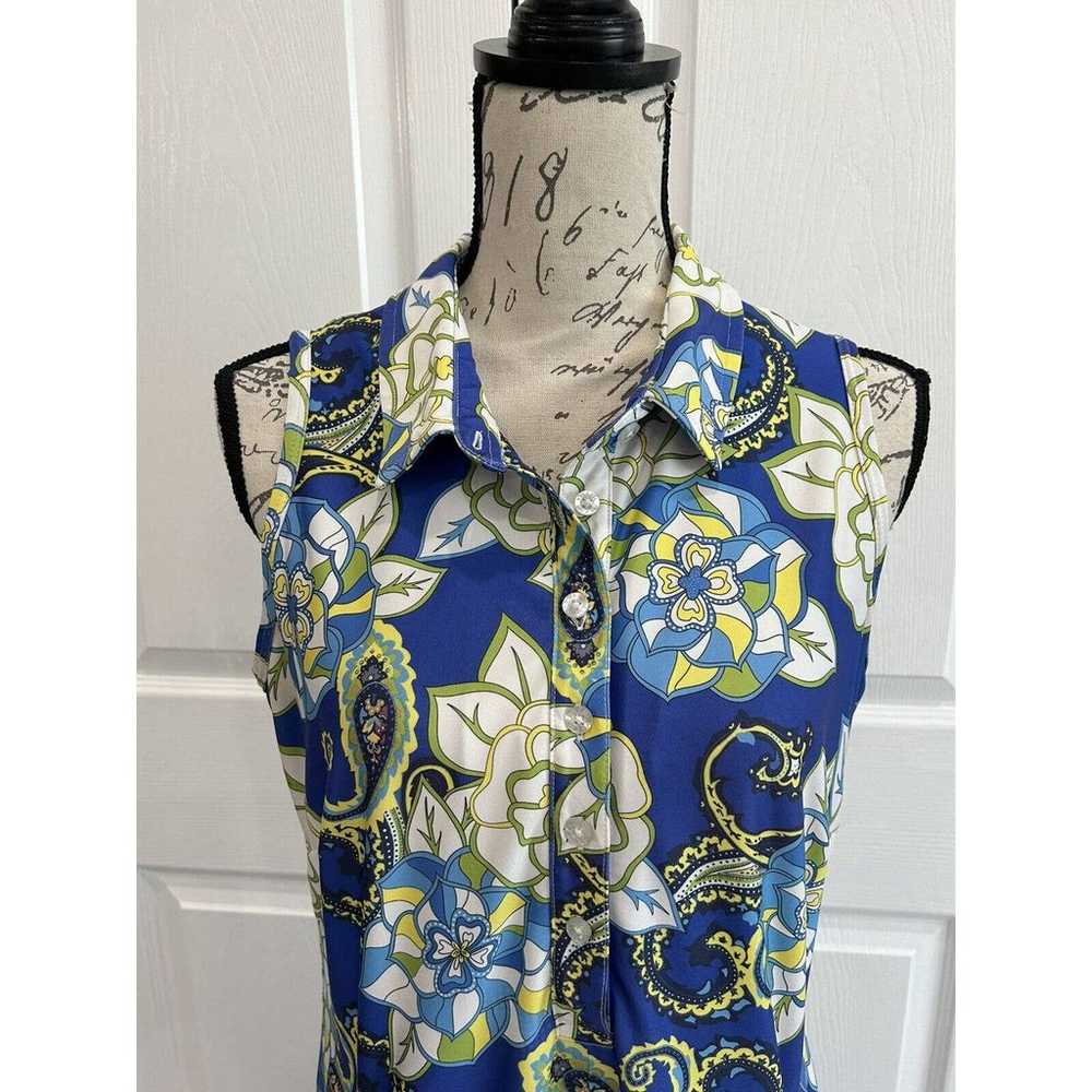 TEE 2 SEA Blue Smooth Stretch Paisley Floral Pock… - image 2