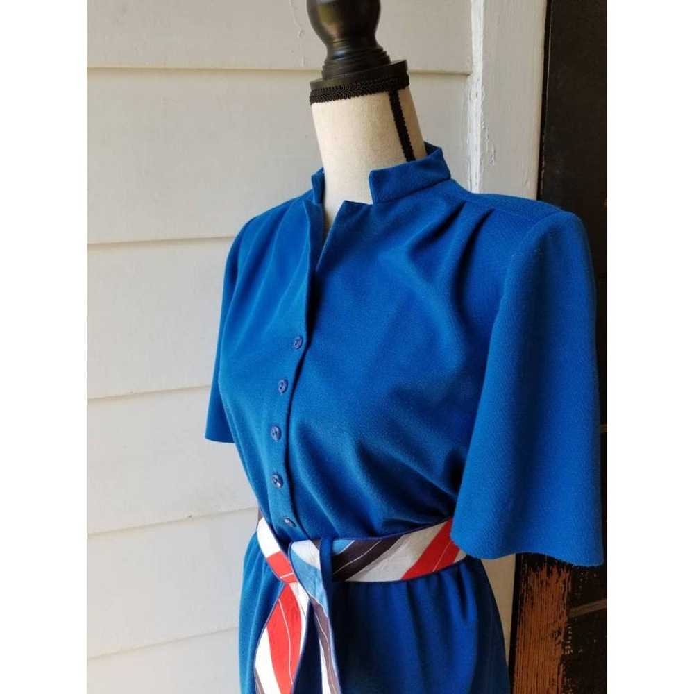1980s Blue Dress with Striped Belt || Leslie Fay - image 5