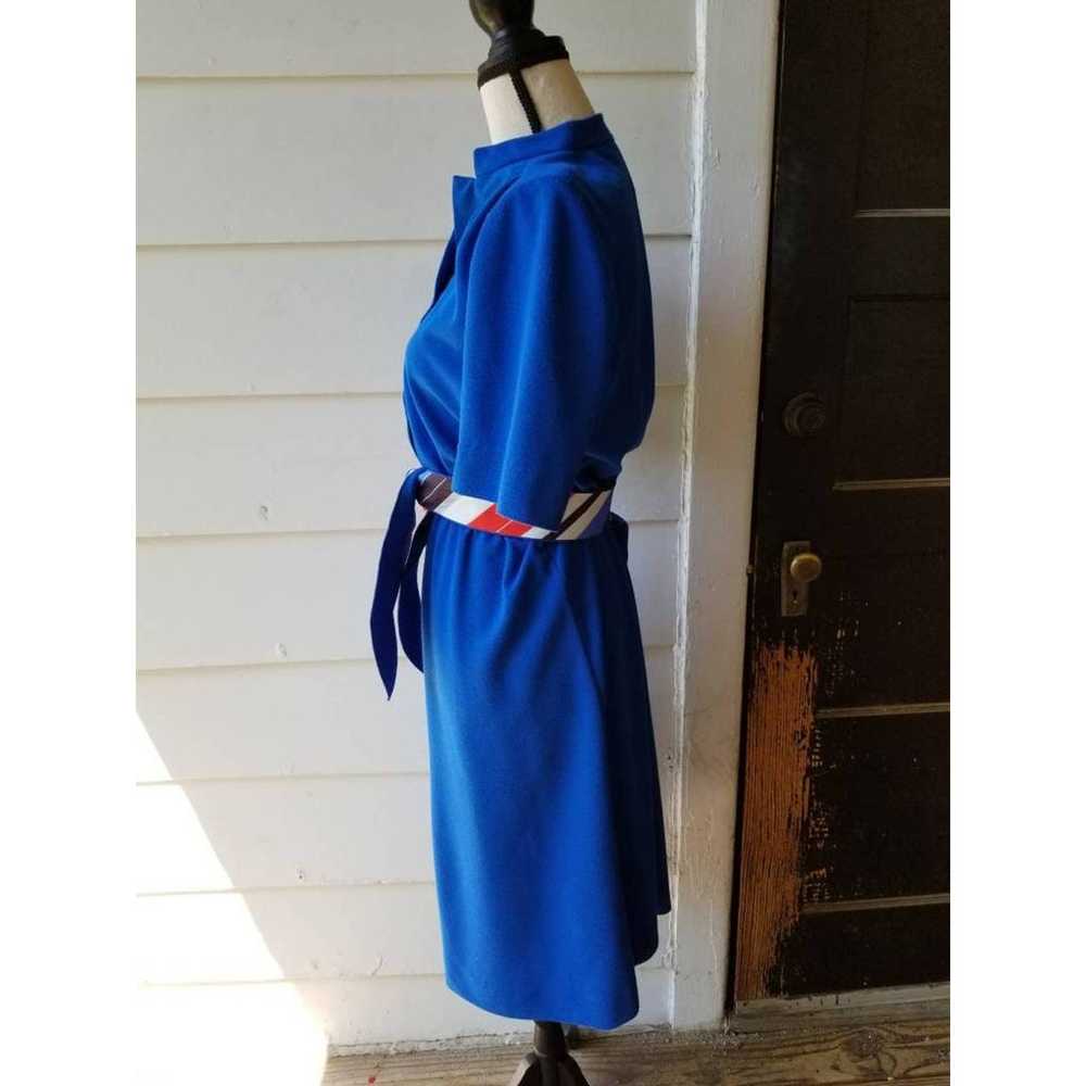 1980s Blue Dress with Striped Belt || Leslie Fay - image 8