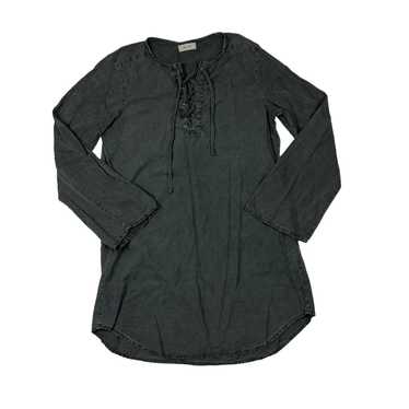 Bella Dahl Charcoal Lace Up Long Bell Sleeve Tence