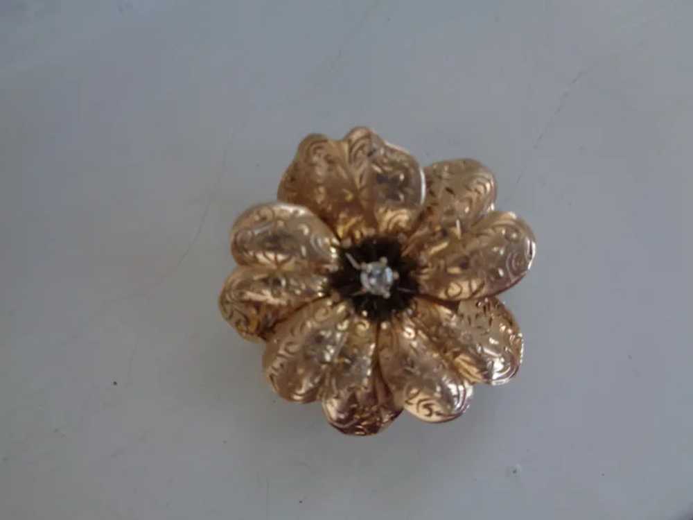 Lovely 14K Rose Gold Flower Pin/Pendant with OMC … - image 4