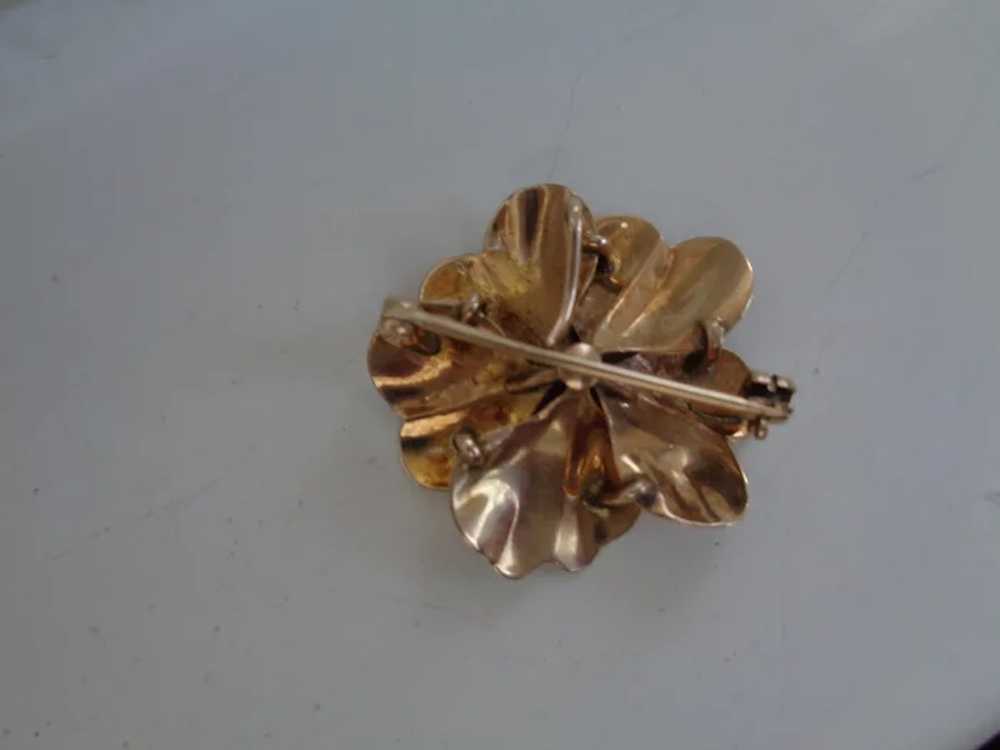 Lovely 14K Rose Gold Flower Pin/Pendant with OMC … - image 5