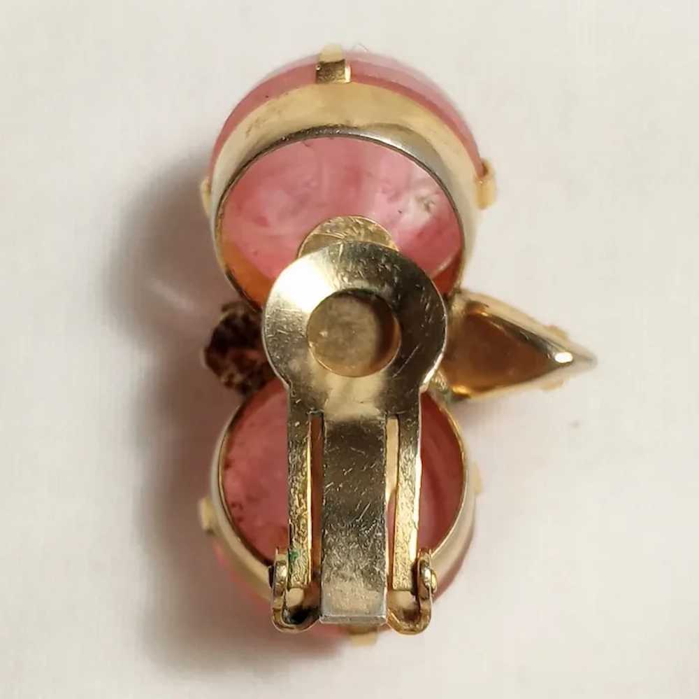 Schreiner marbled pink glass cabochon rhinestone … - image 6