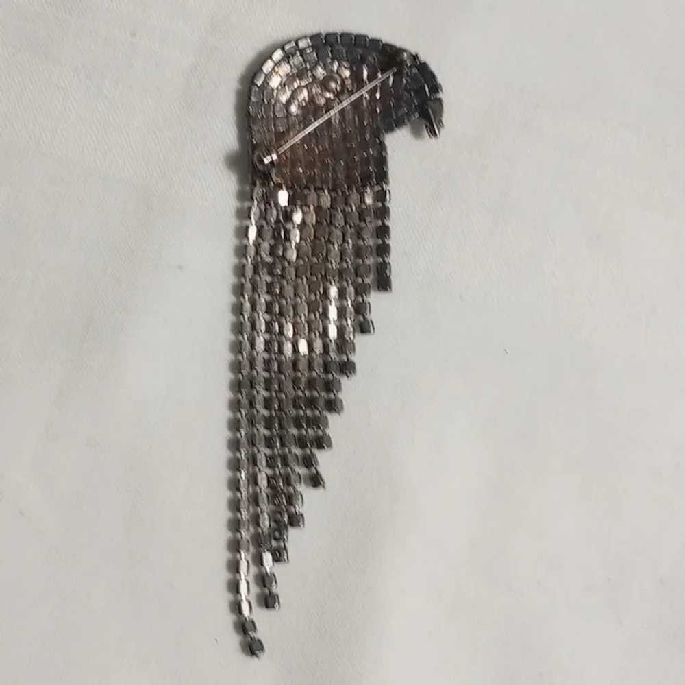 Rhinestone Parrot head pin with fringe - image 3