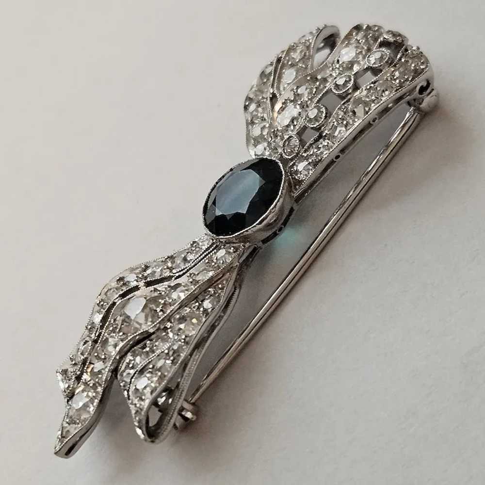 Platinum, Indicolite Tourmaline & Diamond Pin - C… - image 5