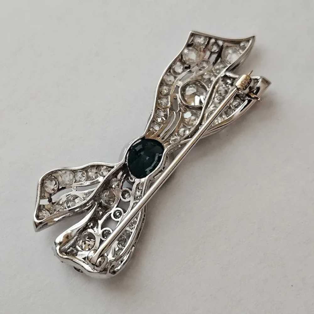 Platinum, Indicolite Tourmaline & Diamond Pin - C… - image 6