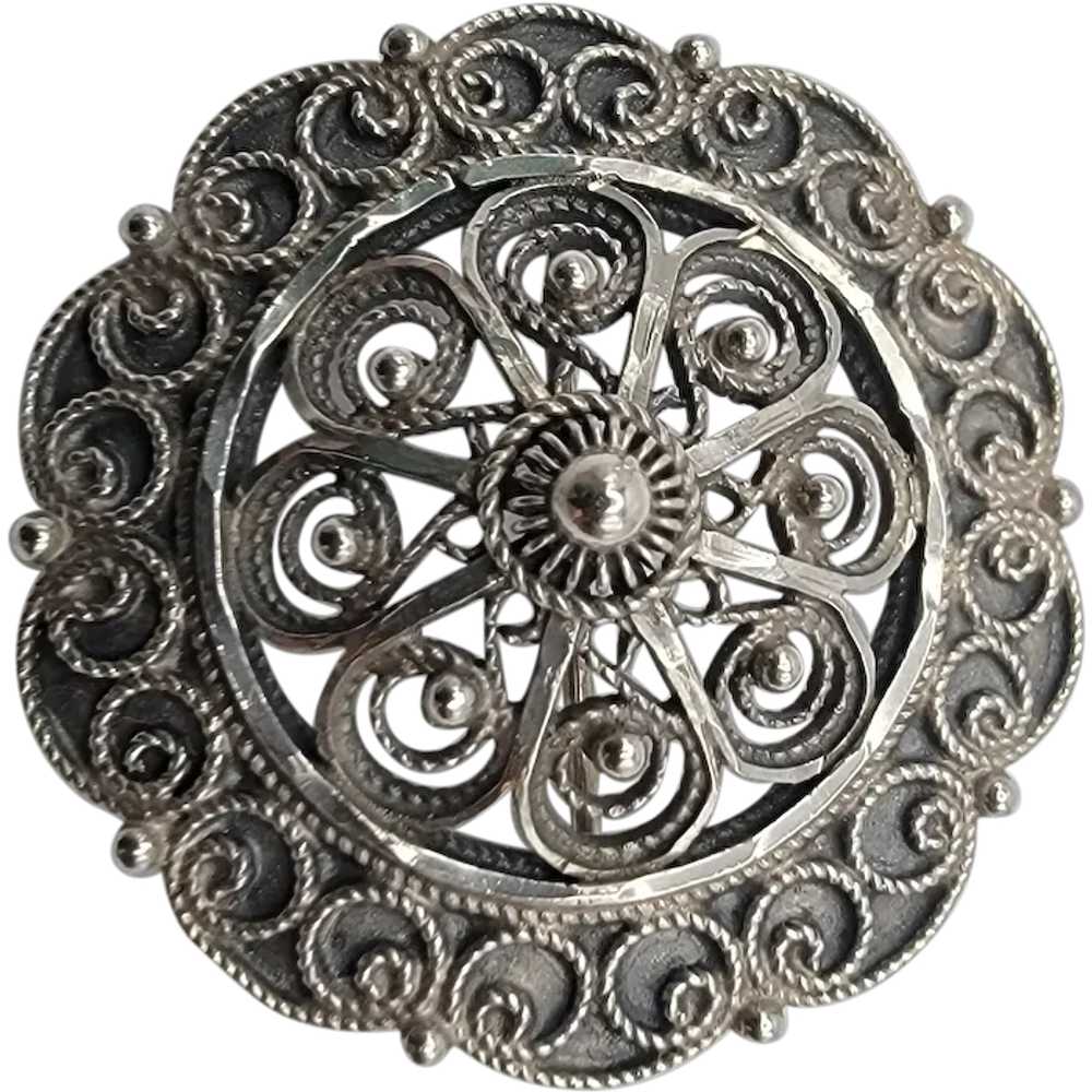 Vintage Norwegian Hendrik Lund 830 Silver Brooch - image 1