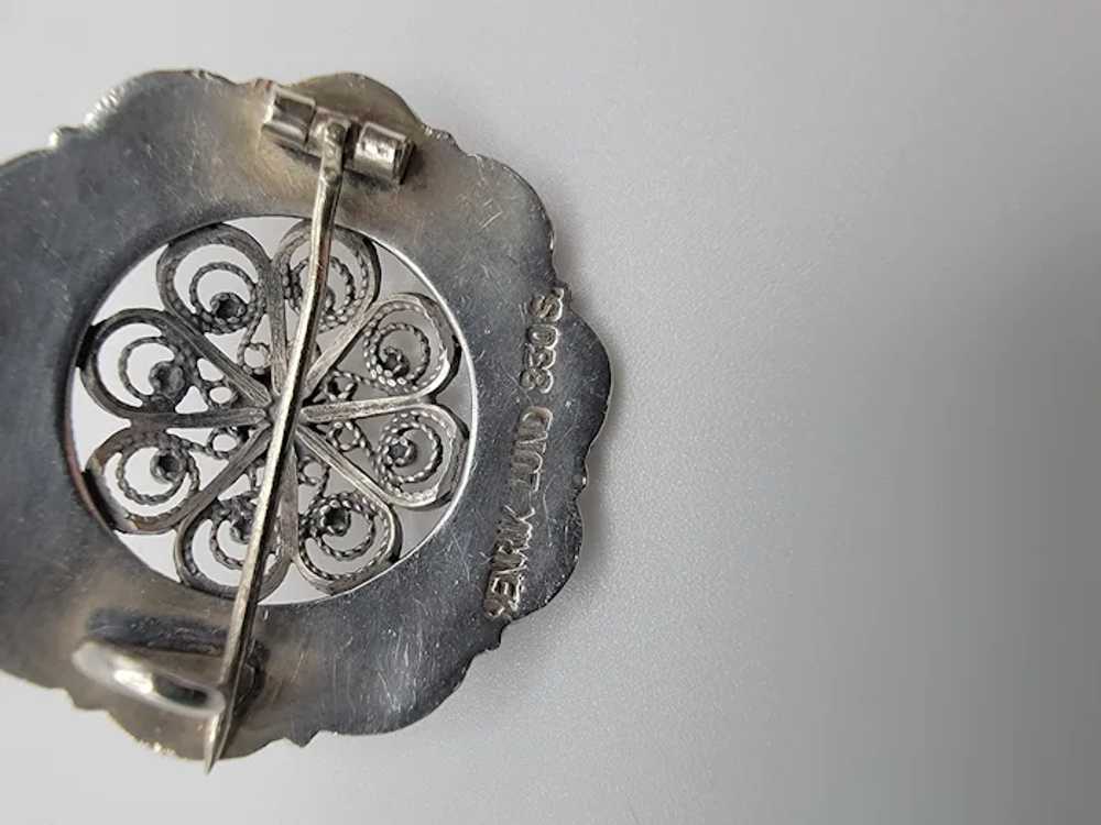 Vintage Norwegian Hendrik Lund 830 Silver Brooch - image 4