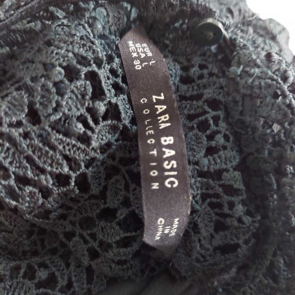 ZARA Basic Crochet Lace Dress Large Long Sleeved … - image 10