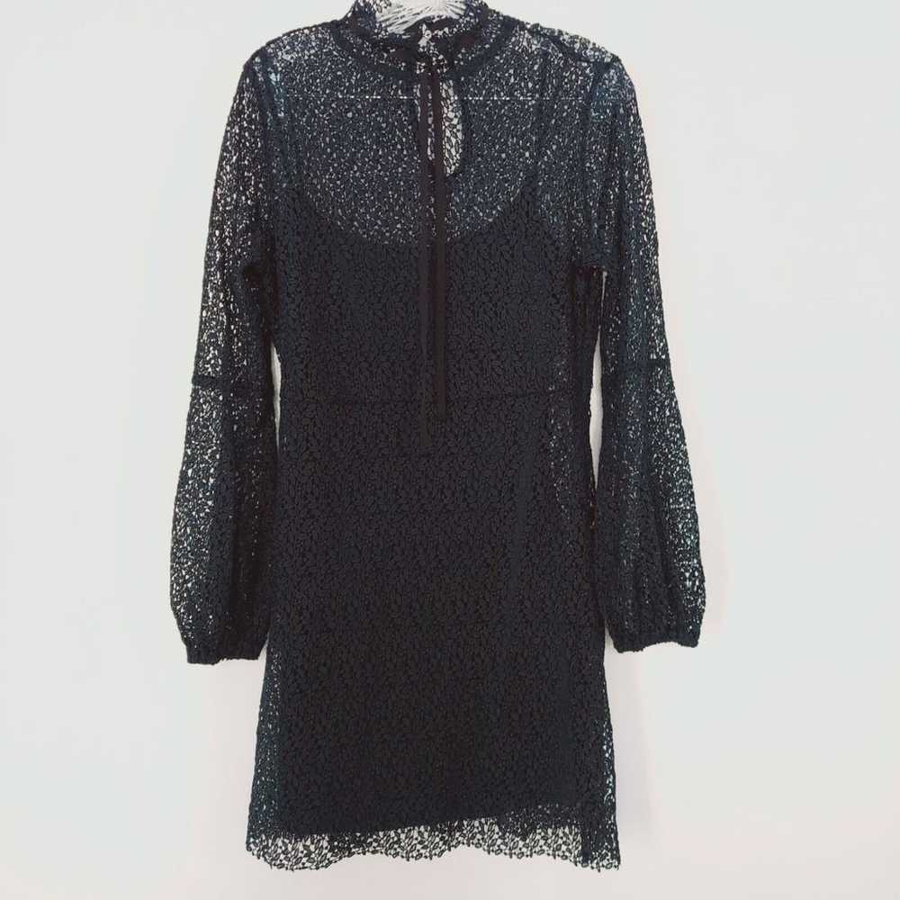 ZARA Basic Crochet Lace Dress Large Long Sleeved … - image 8