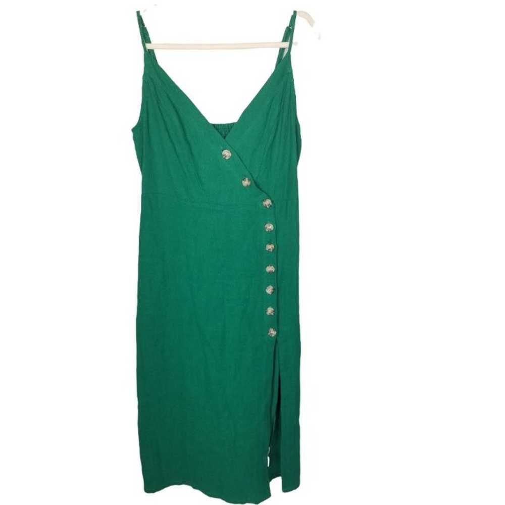 Ark & Co Anthropologie Womens L Green Linen Blend… - image 1