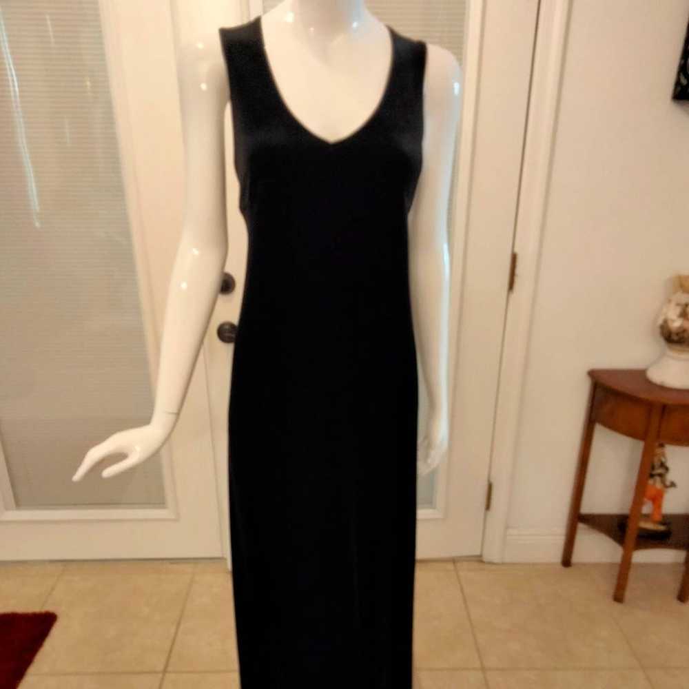 Black velvet V neck long dress  size 14 - image 1