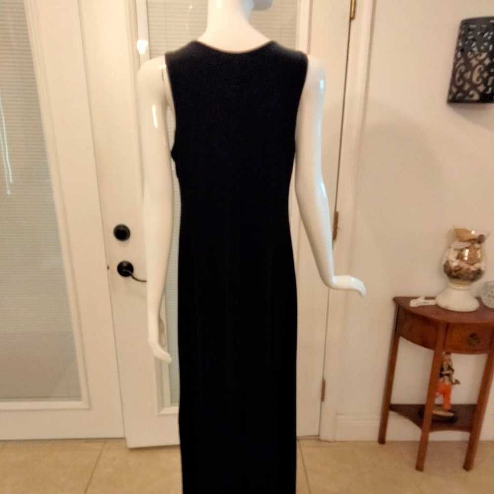 Black velvet V neck long dress  size 14 - image 3
