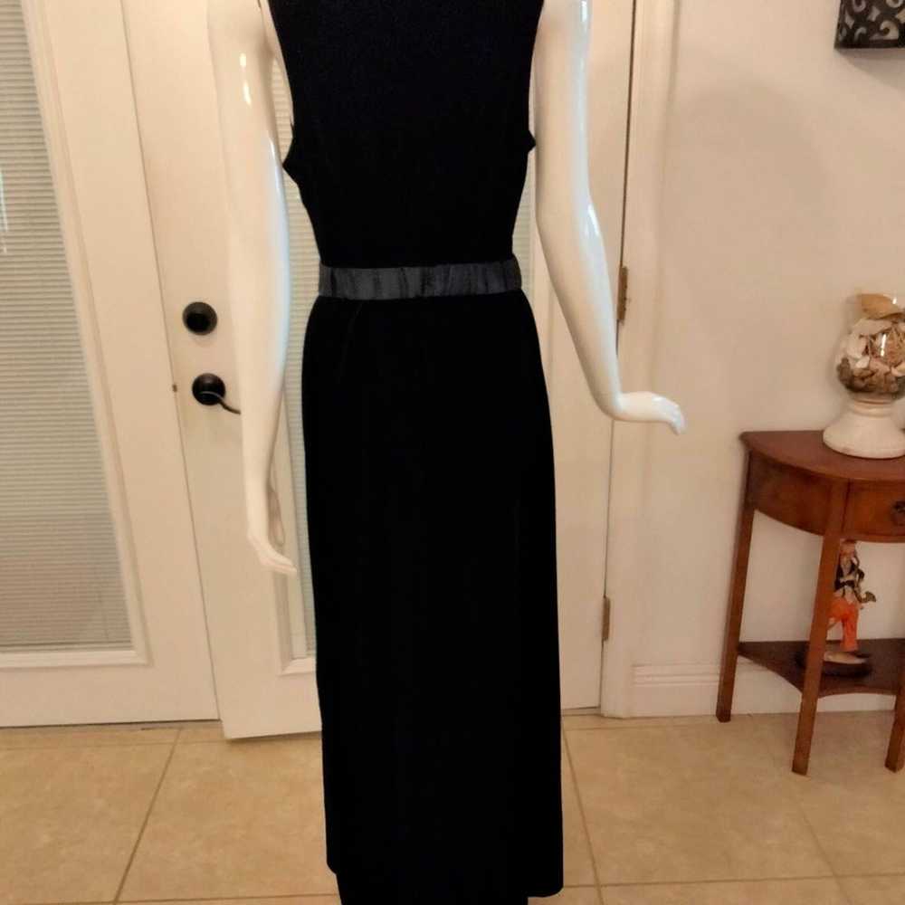 Black velvet V neck long dress  size 14 - image 7