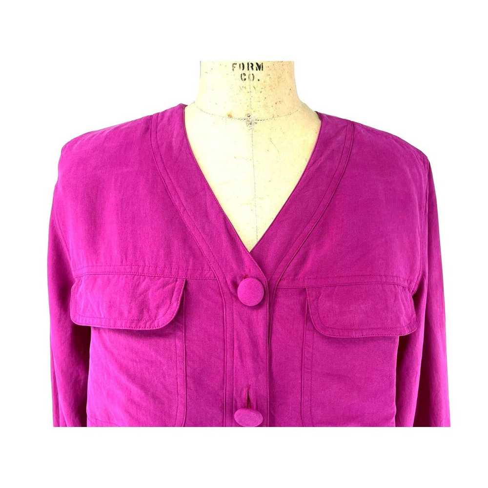 Vintage Tess Dress Pink Silk Button Up Workwear D… - image 2