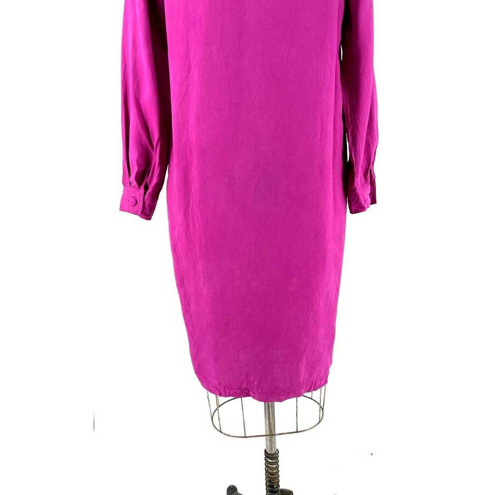 Vintage Tess Dress Pink Silk Button Up Workwear D… - image 8