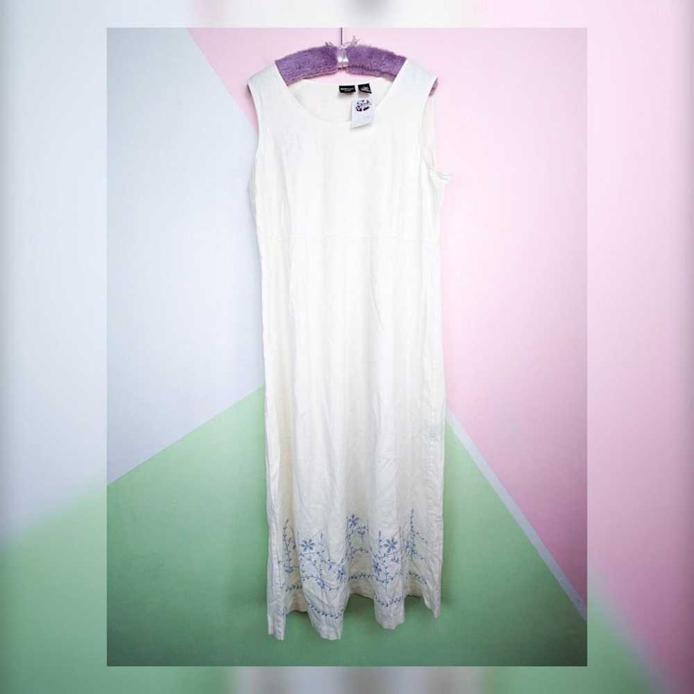 Vintage 90's Erika Dresses White & Blue Floral Li… - image 4