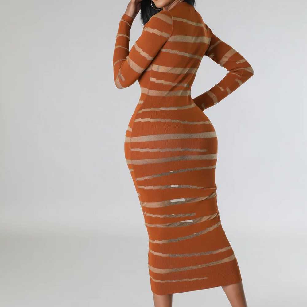 Brick Sheer Mesh Body-con Dress - image 2