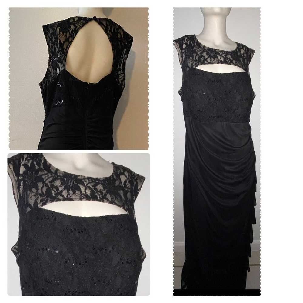 Black elegant maxi dress with ornate bust - image 1