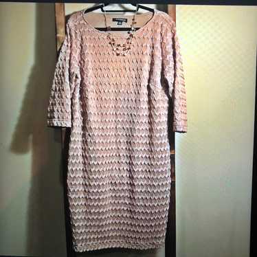 SHARAGANO BEIGE MIDI PLUS SZ DRESS 1X