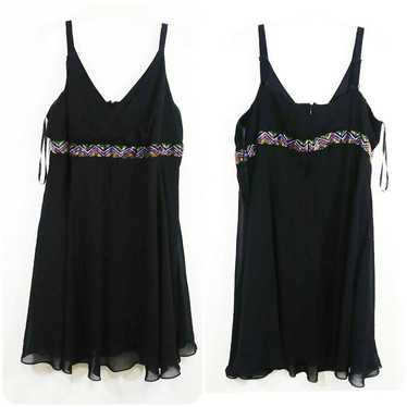 Eva Blue black sheer party dress beaded size 22 - image 1