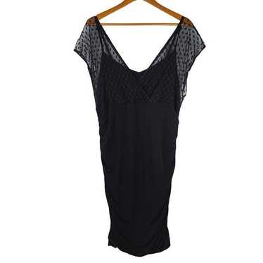 Torrid Bodycon Dress Womens 2X Mesh Dot Top Ruche… - image 1