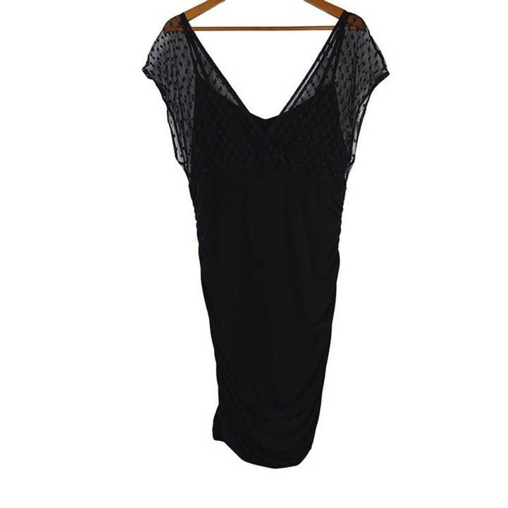 Torrid Bodycon Dress Womens 2X Mesh Dot Top Ruche… - image 2