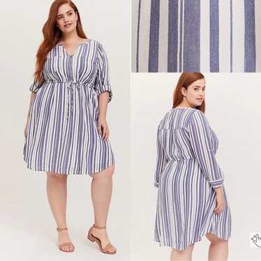 Torrid Blue and White Striped Zip Front Drawstrin… - image 1