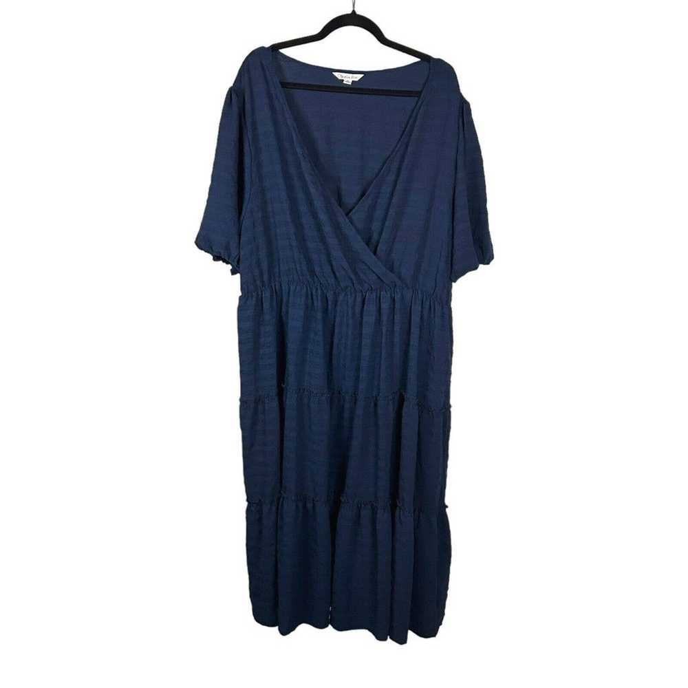 Ophelia Roe Dress Women 3X Navy Maxi Faux Wrap Ti… - image 1