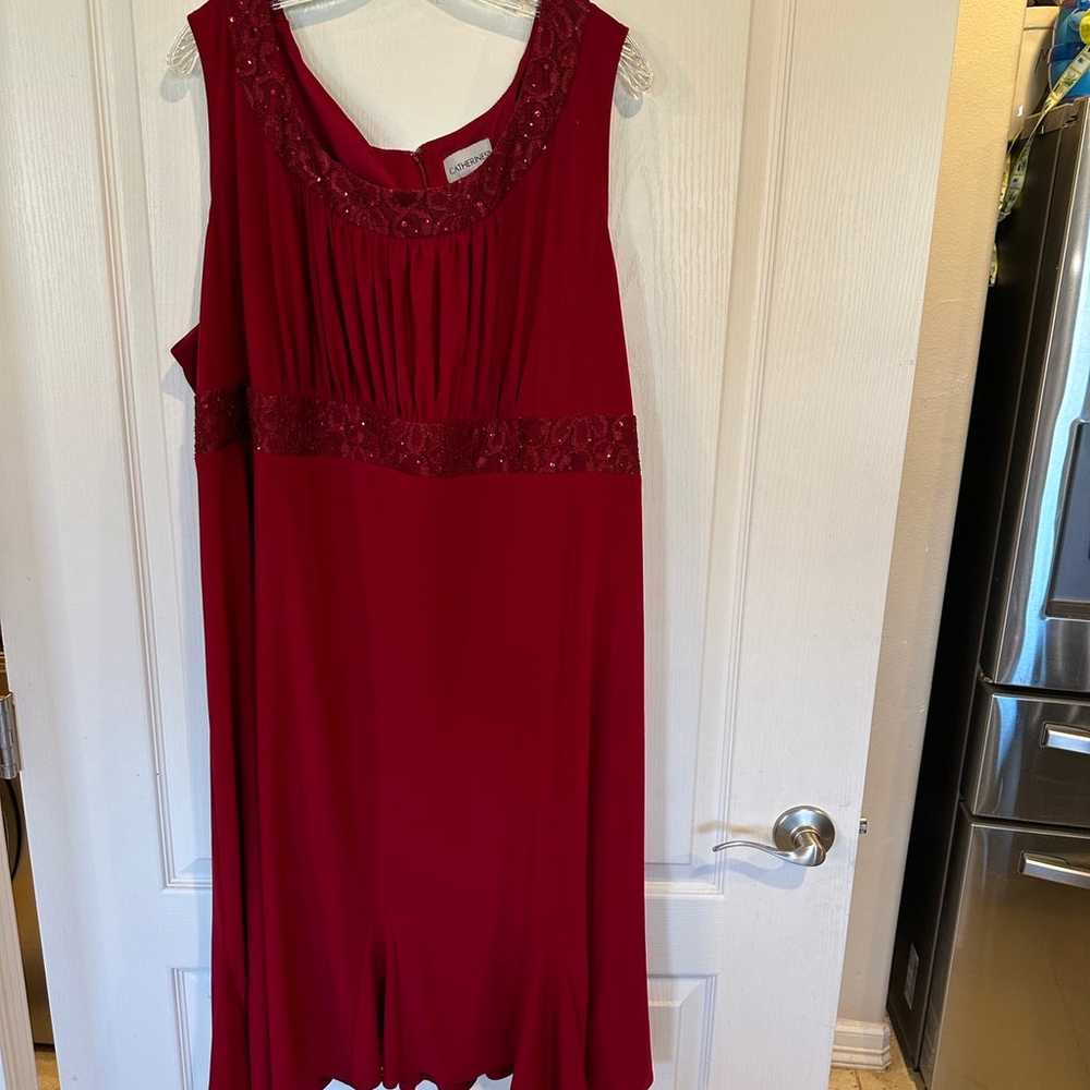 Catherines women’s dark red sleeveless midi dress… - image 1