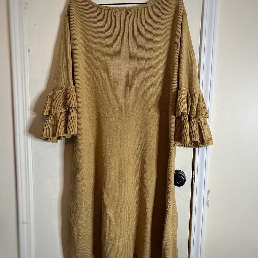 Winter warm  knitting sweater dress ruffle sleeve… - image 2