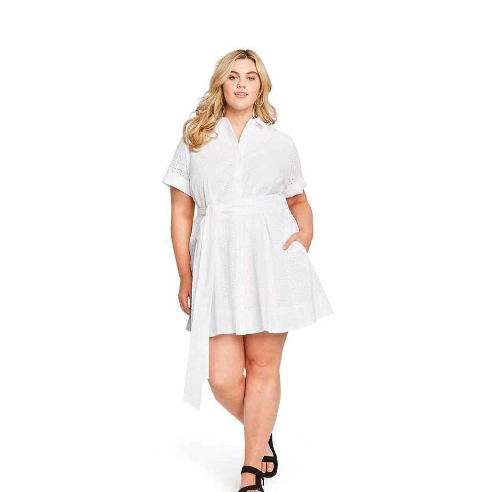 Plus size white a line eyelet dress - image 1