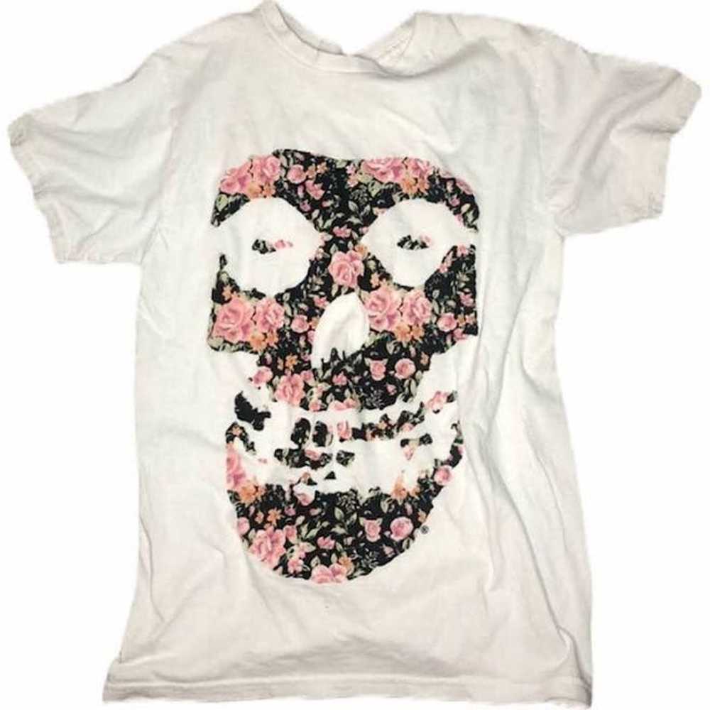 Misfits Floral Printed Skull T-Shirt XSm - image 1