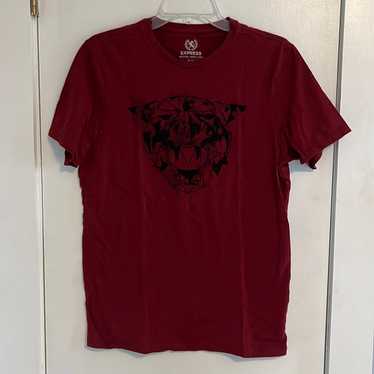 Express Mens Dark Red Short Sleeve Tee. Ribbed cr… - image 1