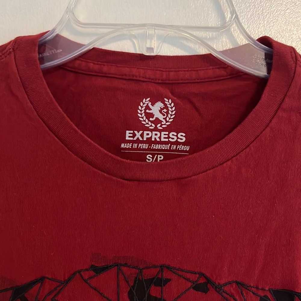 Express Mens Dark Red Short Sleeve Tee. Ribbed cr… - image 3