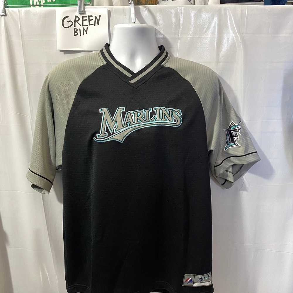 Vintage 90s MLB Majestic Florida Marlins Black Je… - image 1