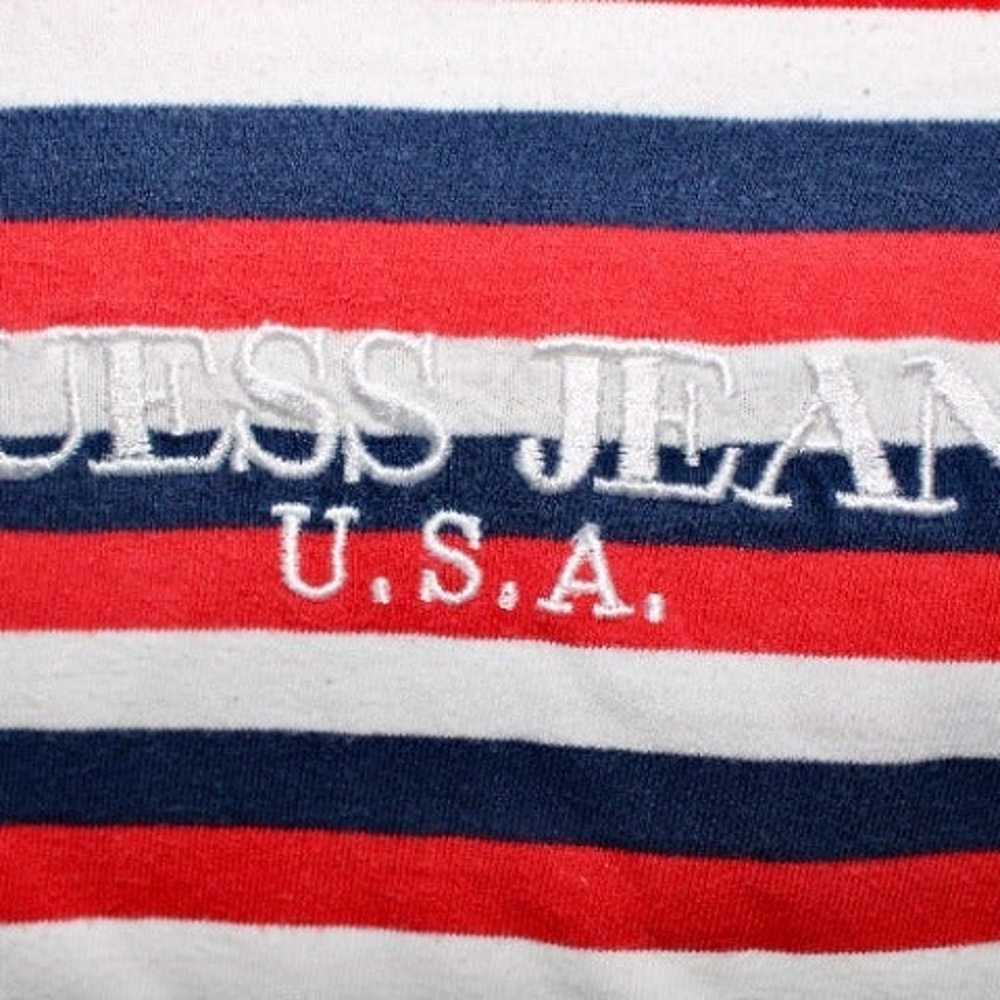 Vintage Guess Jeans Red/Navy/White Striped 90's T… - image 2