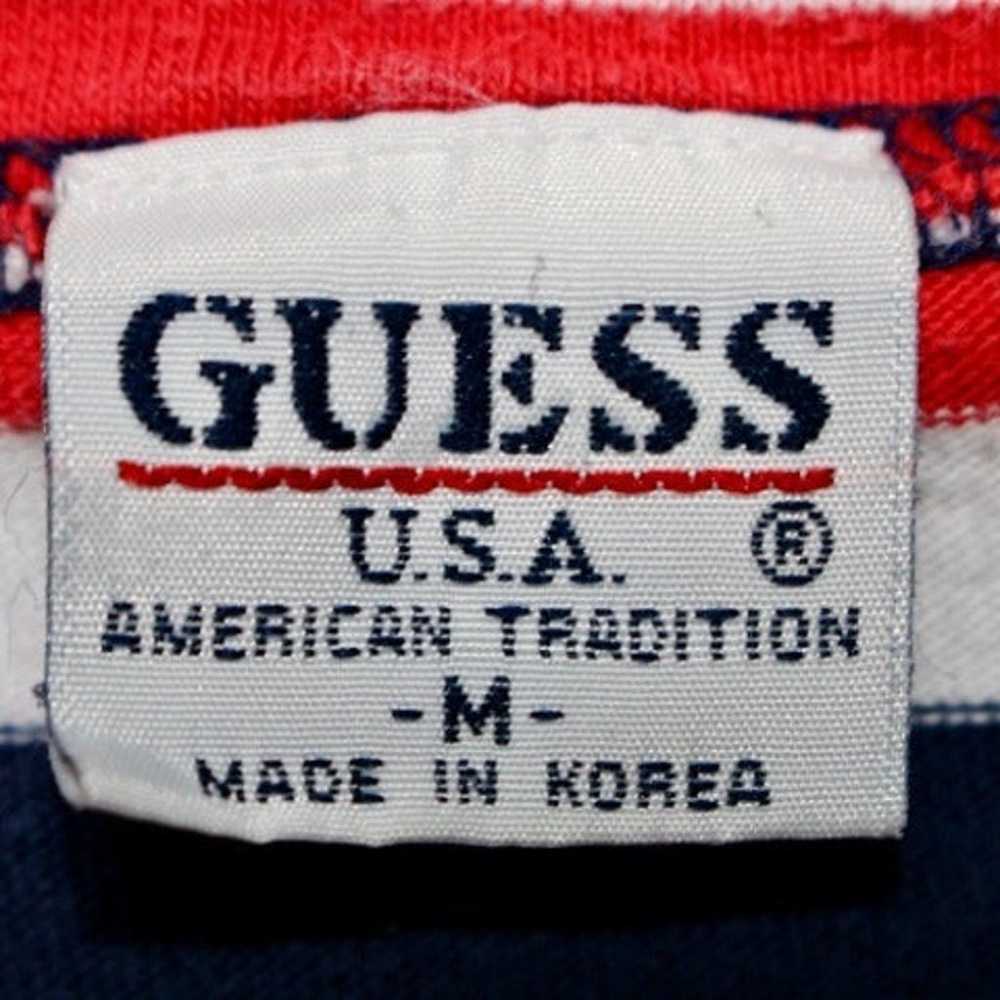 Vintage Guess Jeans Red/Navy/White Striped 90's T… - image 4