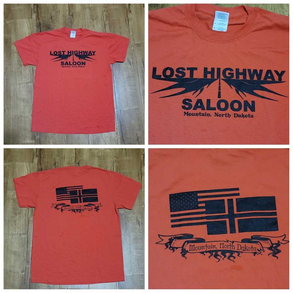 Vtg Lost Highway Saloon Mountain North Dakota T-s… - image 1