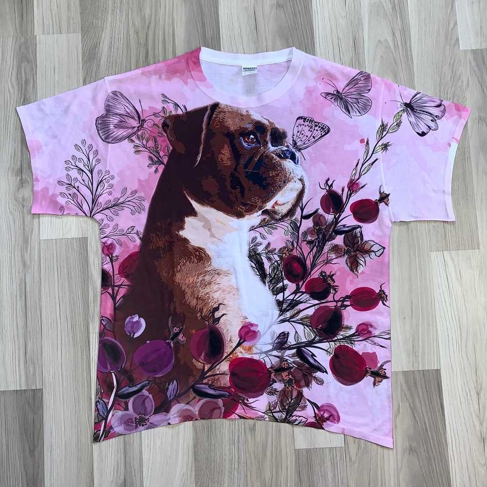 Boxer Dog Flowers Butterflies All Over Print Shir… - image 1