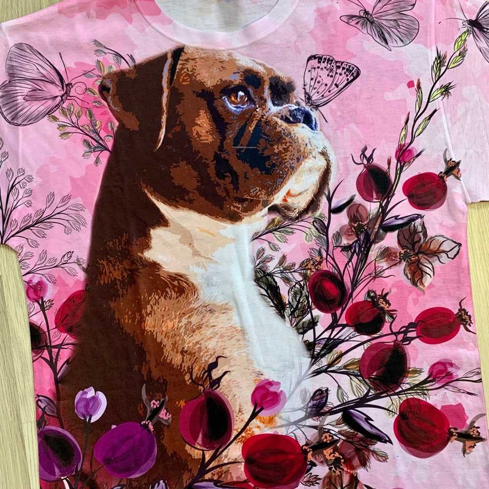 Boxer Dog Flowers Butterflies All Over Print Shir… - image 2