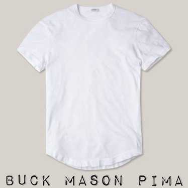 BUCK MASON WHITE PIMA CURVED HEM TEE L