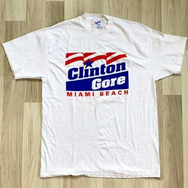 Vtg 90s Clinton & Gore Campaign T-shirt