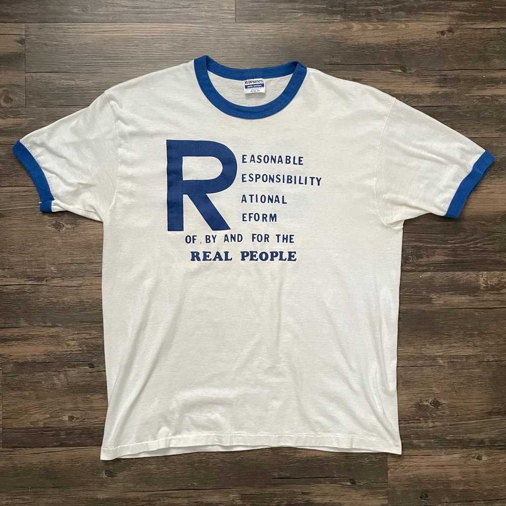 Vintage 1980s Rational Reform 911 Ringer T-Shirt … - image 1