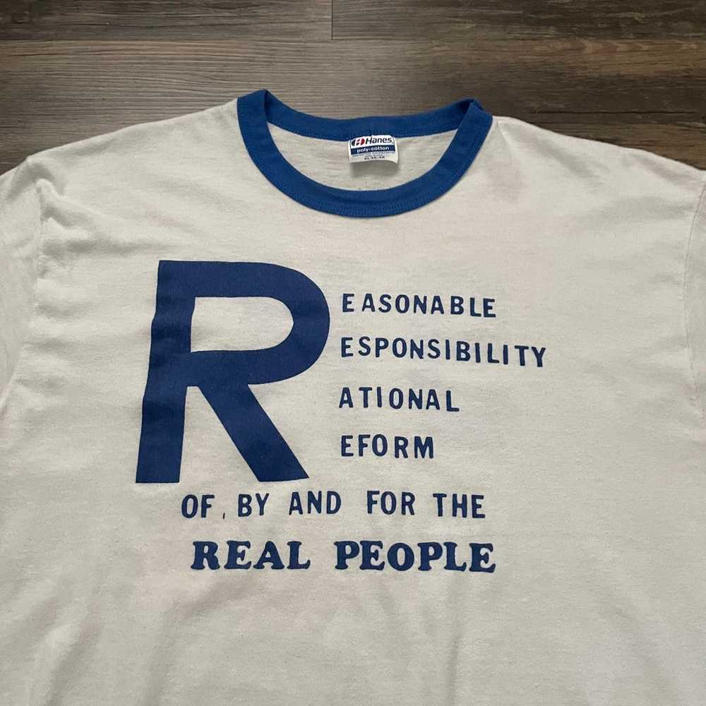 Vintage 1980s Rational Reform 911 Ringer T-Shirt … - image 2